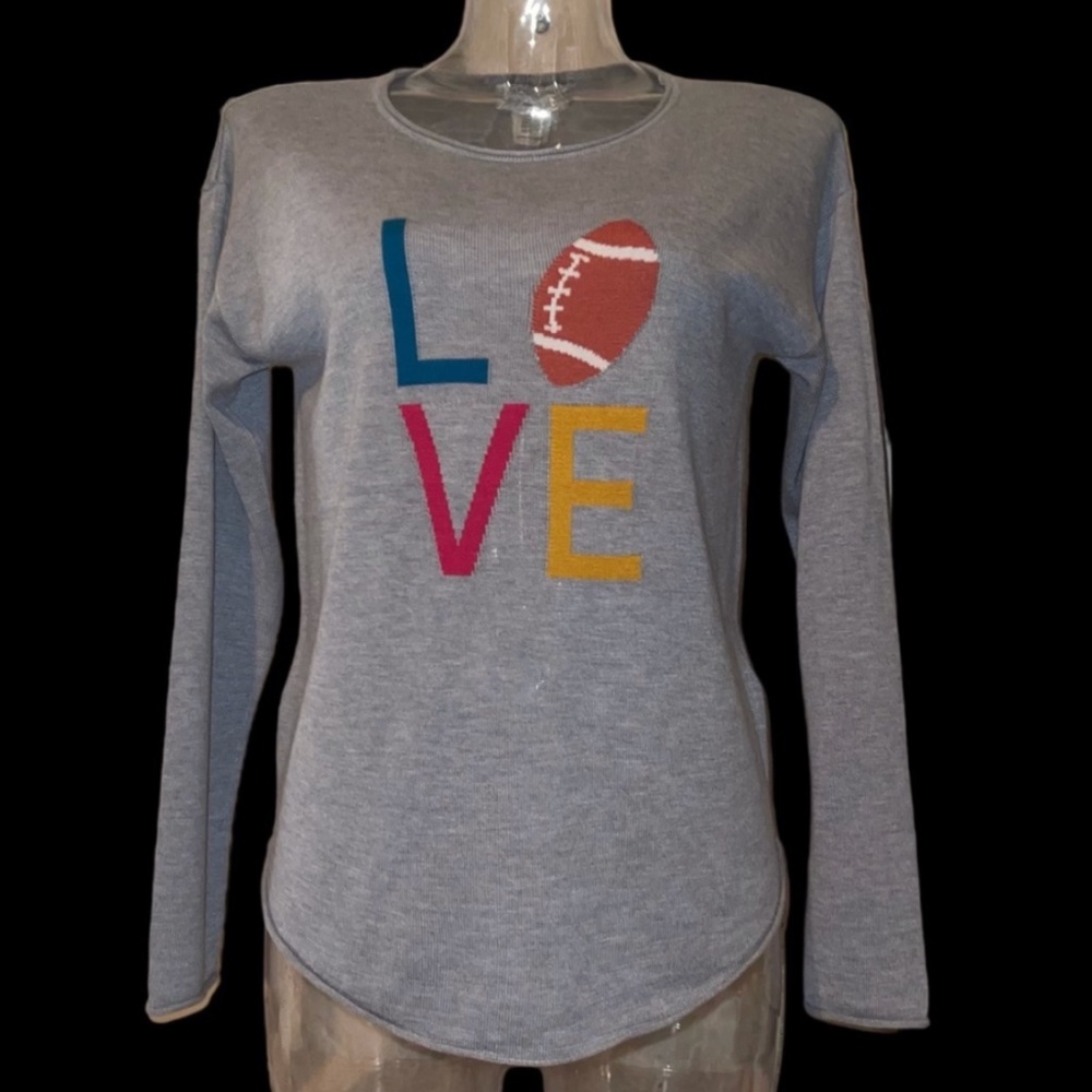 Rachel Zoe LOVE FOOTBALL LS Knit Sweater NWOT